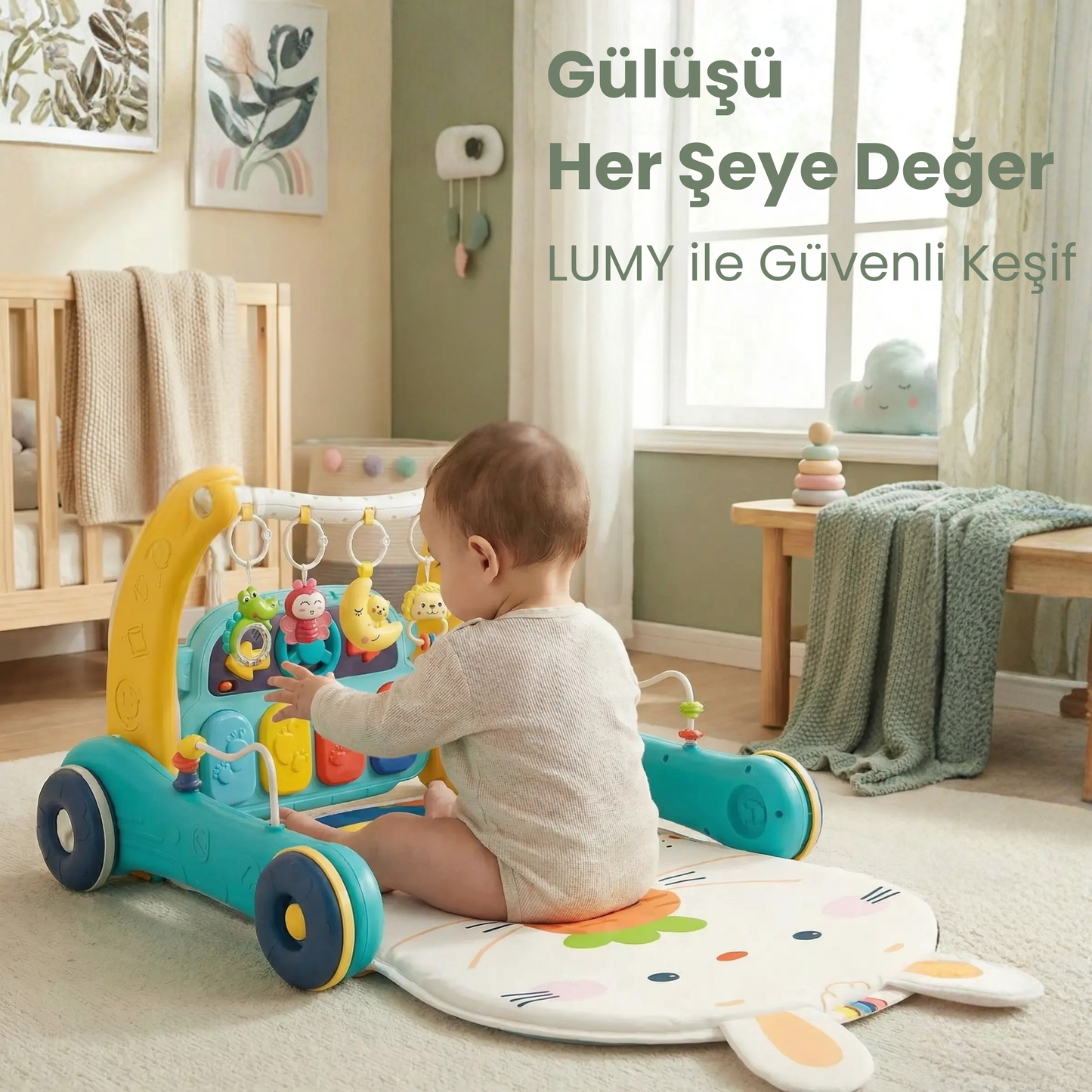 LUMY Baby™ 3-in-1 Bebek Oyun Halısı & Yürüteç – Güvenli Keşif, Mutlu İlk Adımlar