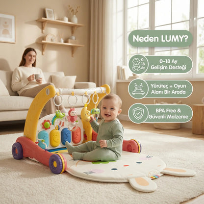 LUMY Baby™ 3-in-1 Bebek Oyun Halısı & Yürüteç – Güvenli Keşif, Mutlu İlk Adımlar